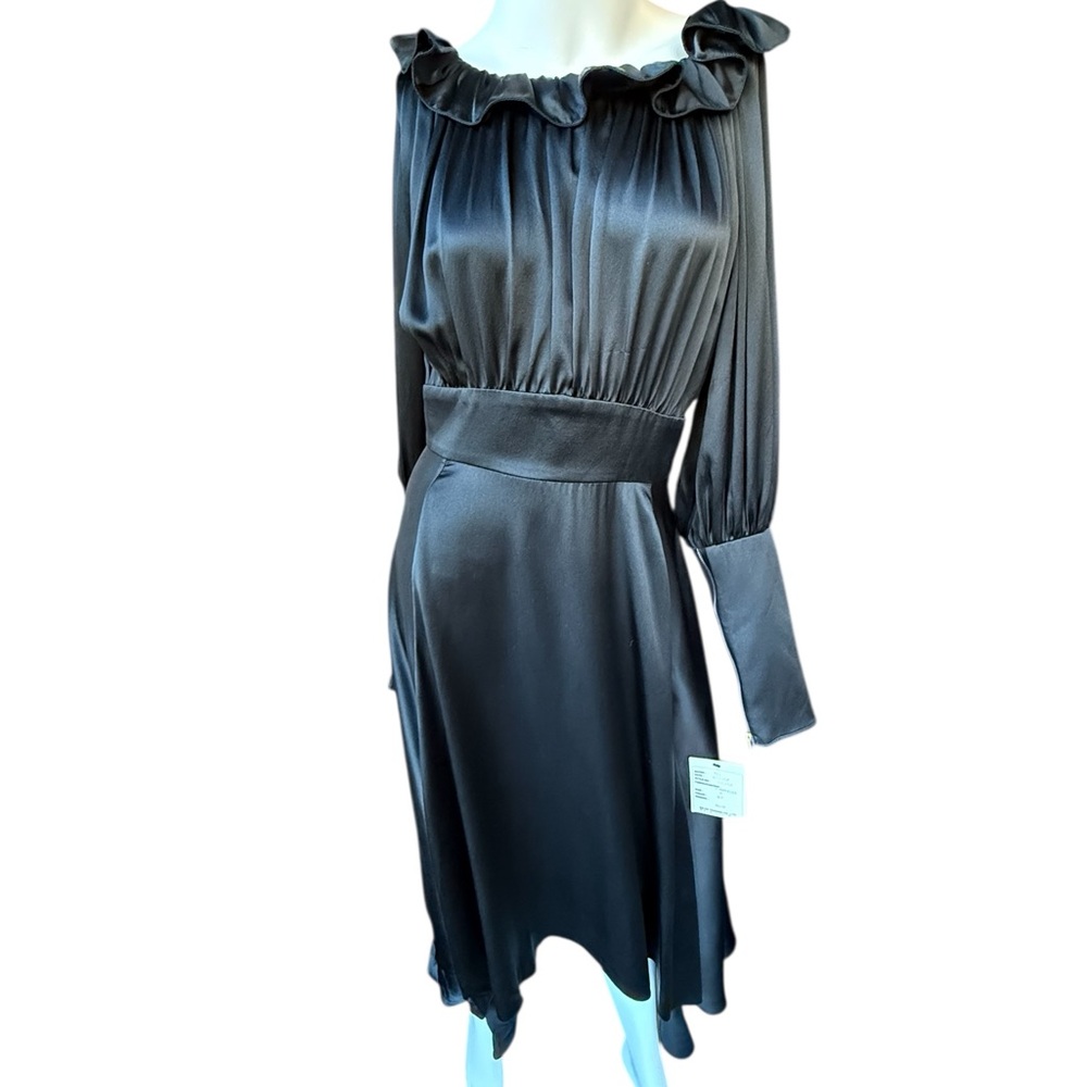 OOAK Thomas Wylde Black silk charmeuse scoop back Midi dress.